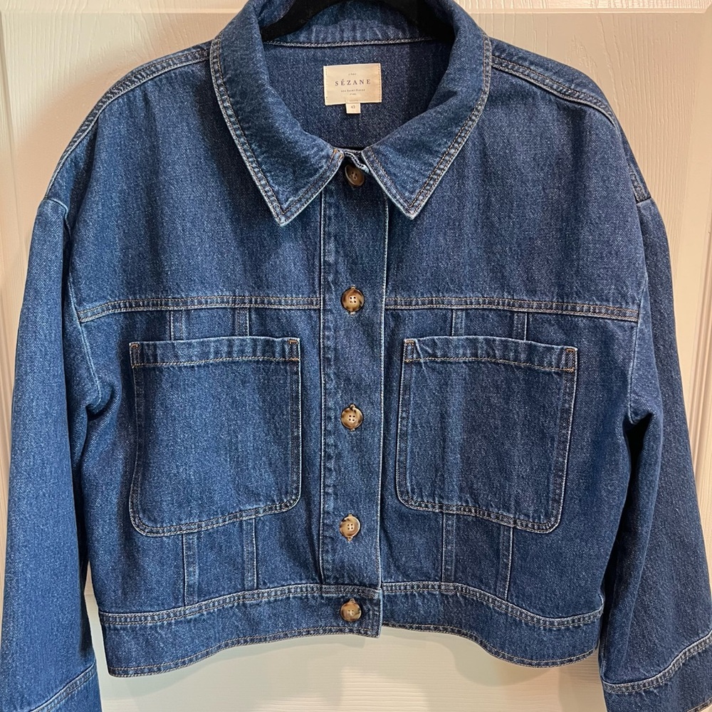 Sezane Cropped Erwana Denim Jacket.. Size 42 ( US 10 )